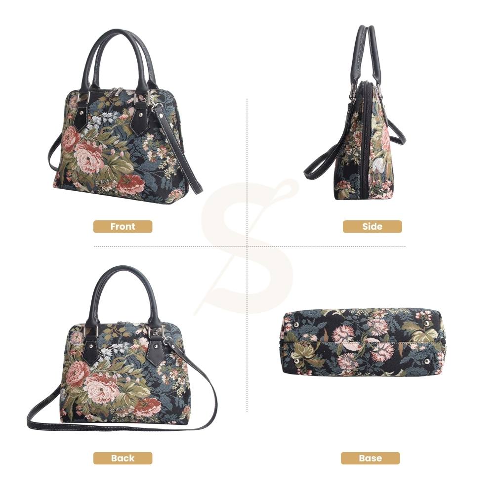 Peony Floral Convertible Top Handle Purse Handbag