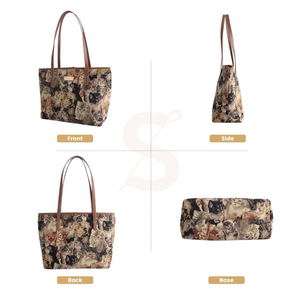 Cat Brown Shoulder Tote Bag