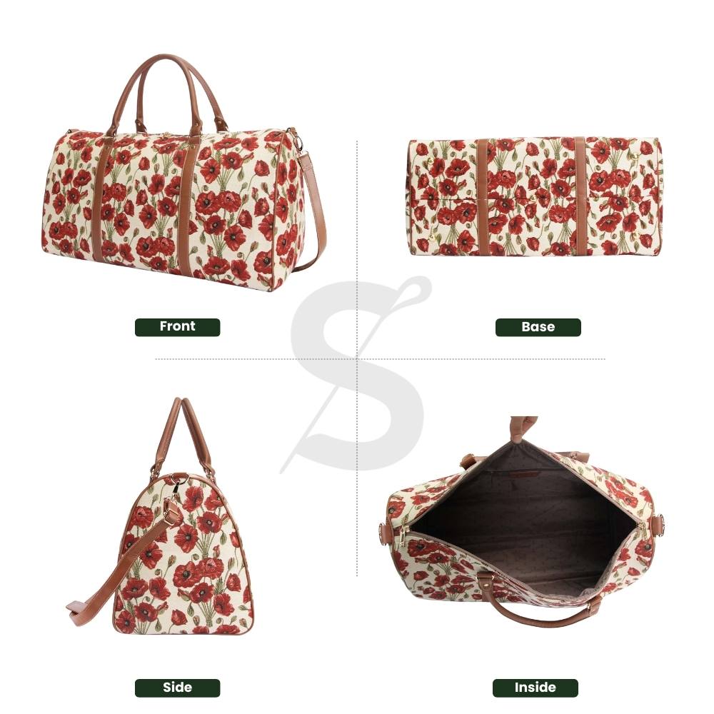 Red Poppy Floral Big Holdall/Duffel Bag