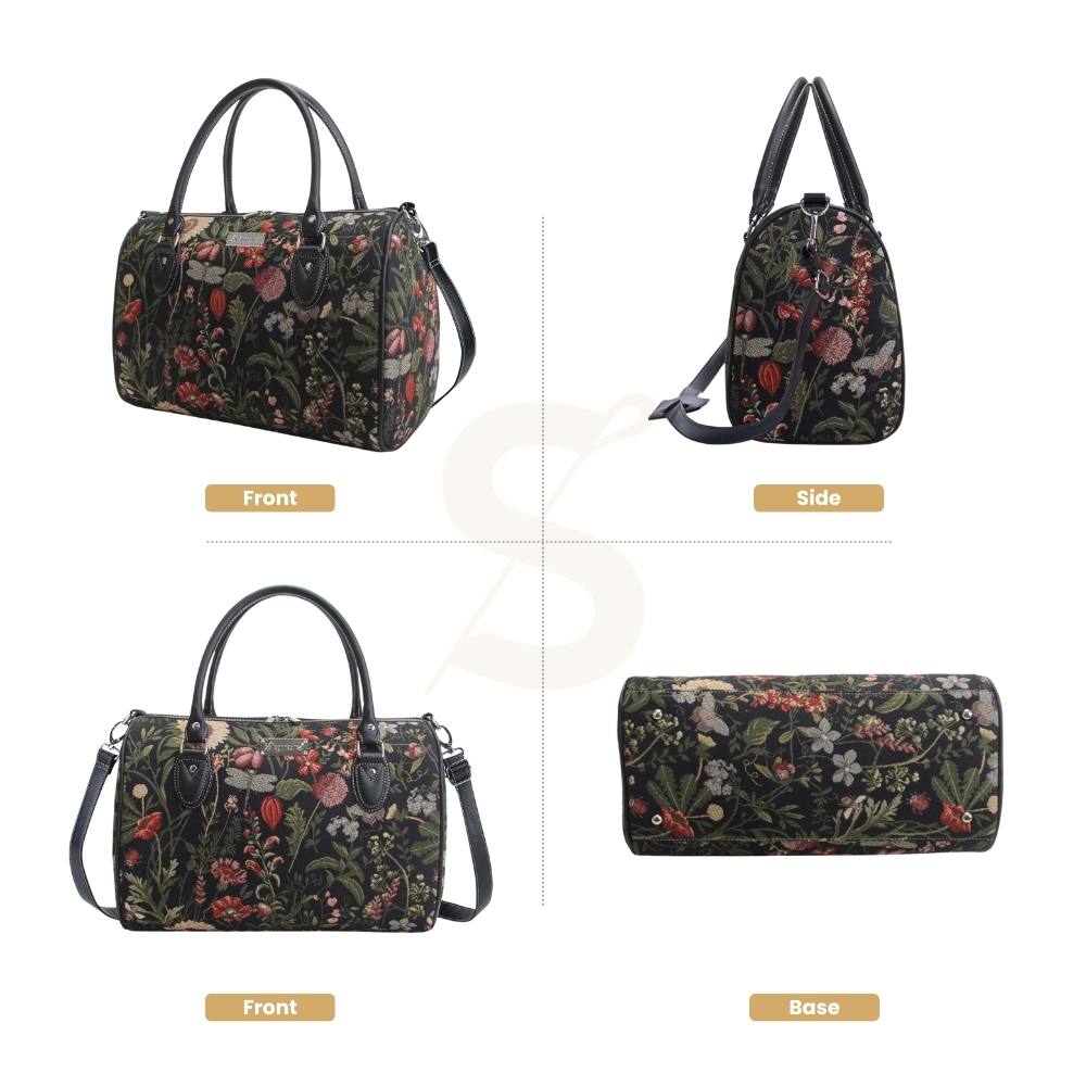 Morning Garden Black Travel Bag