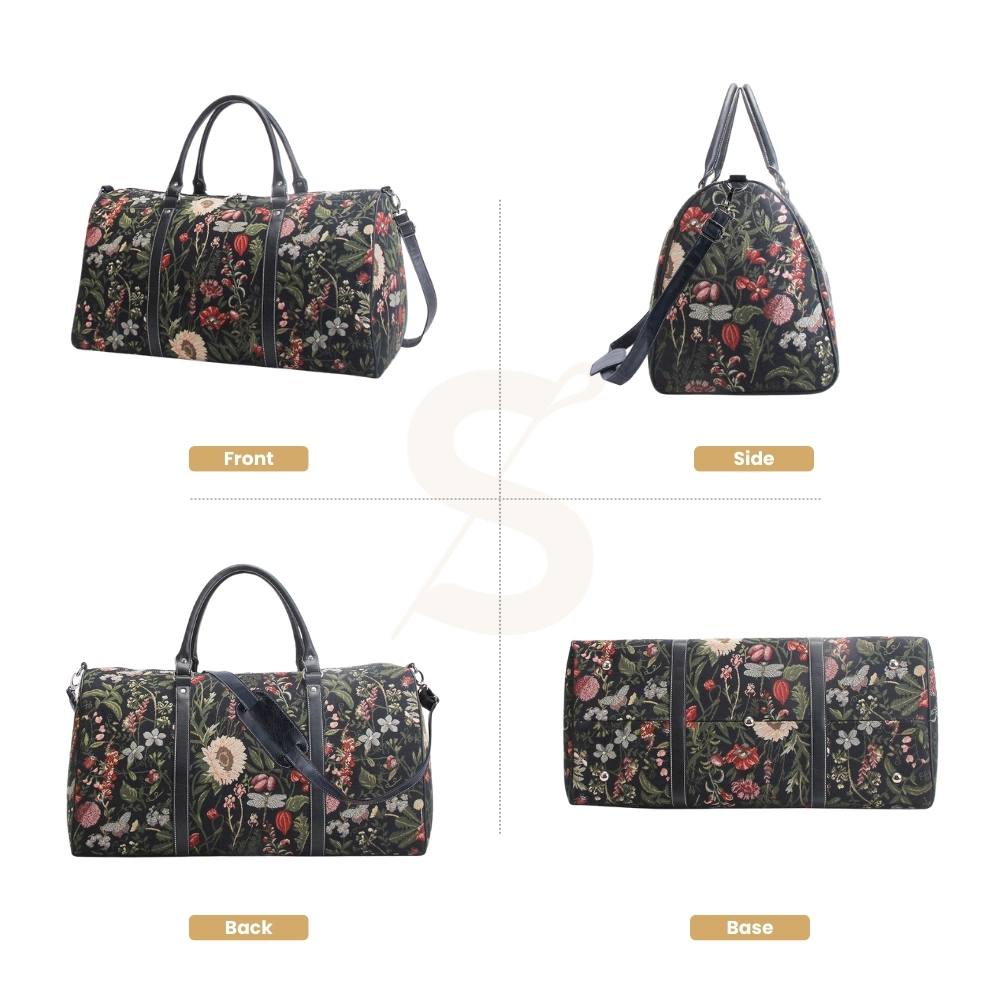 Morning Garden Black Big Holdall/Duffel Bag