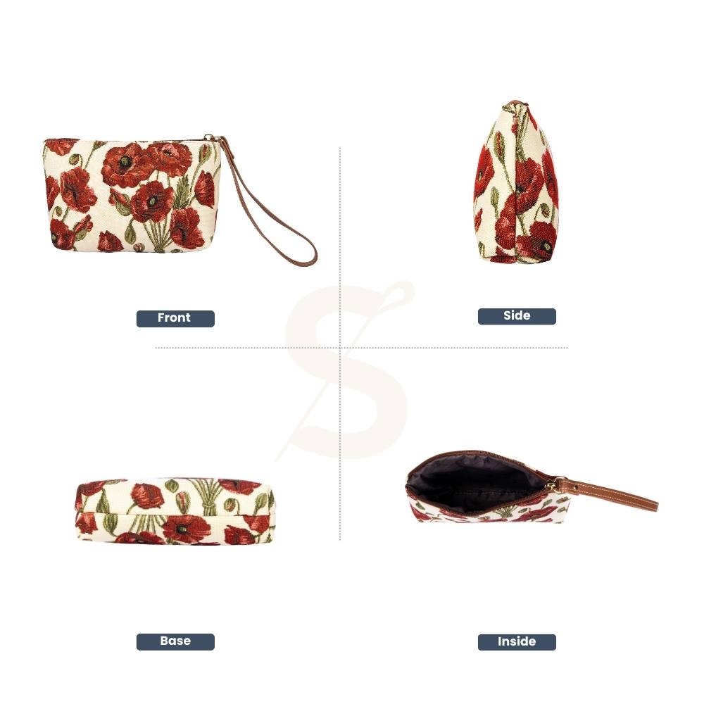 Poppy Red Floral Wristlet Purse
