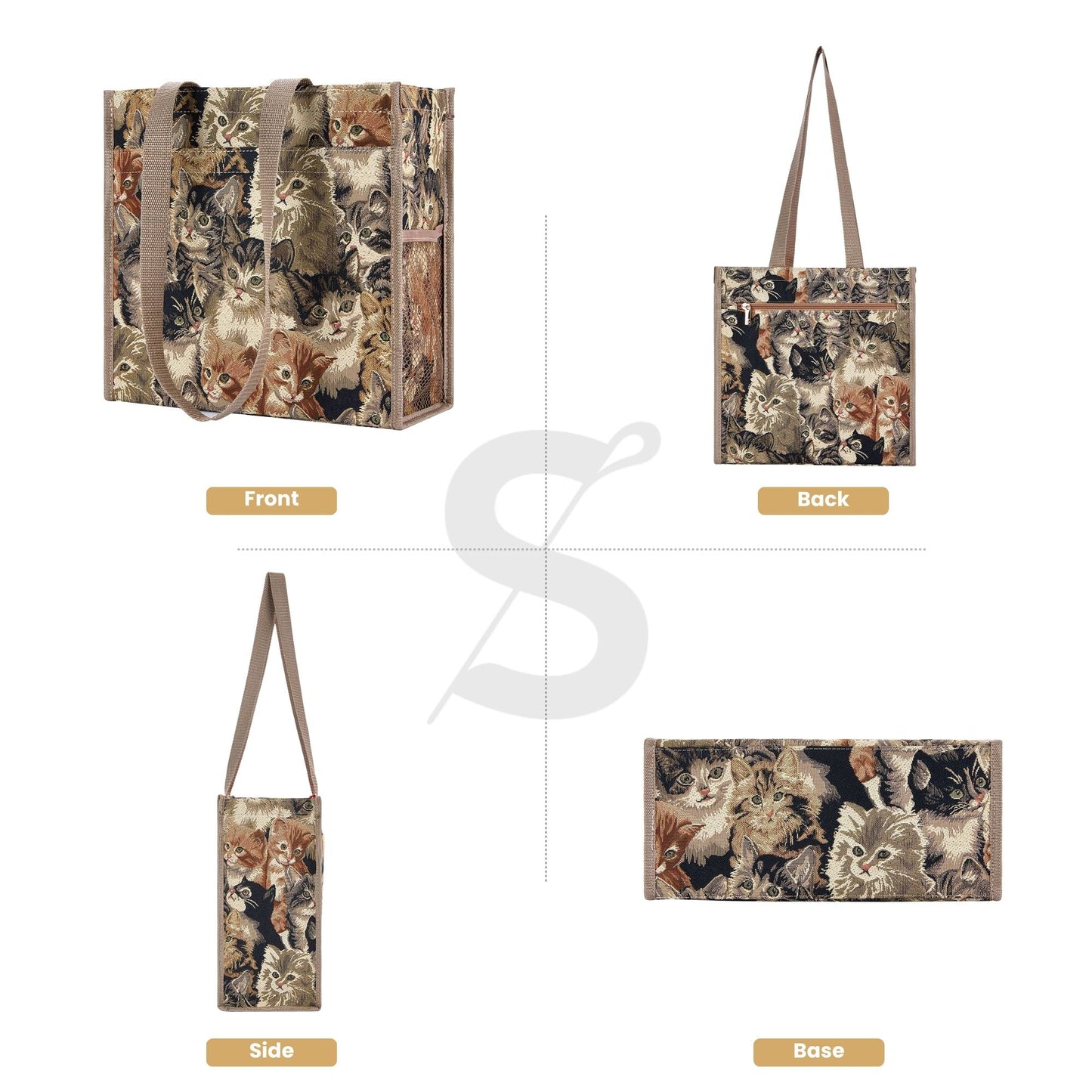 Cat Animal Design Brown Shopper Bag