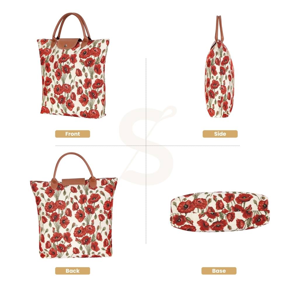 Poppy Red Foldaway Grocery Bag