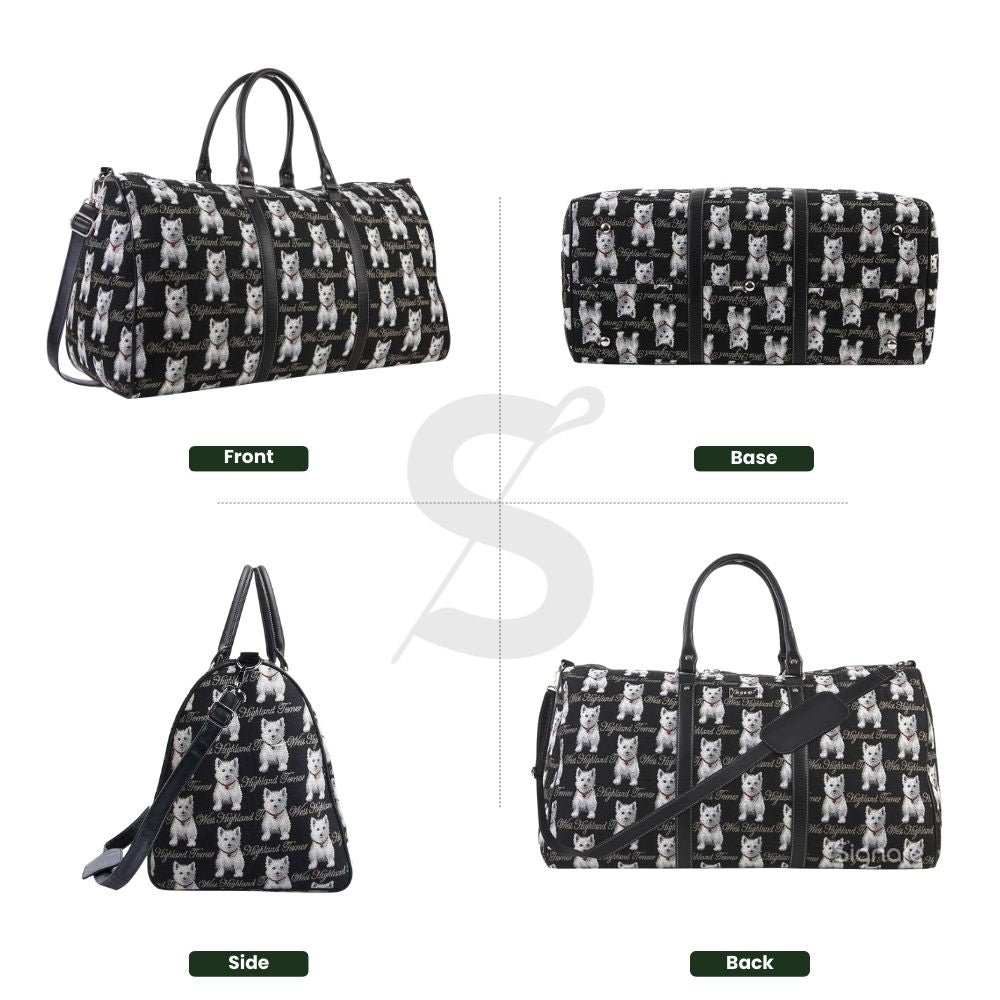 Westie Dog Black Big Holdall/Duffel Bag