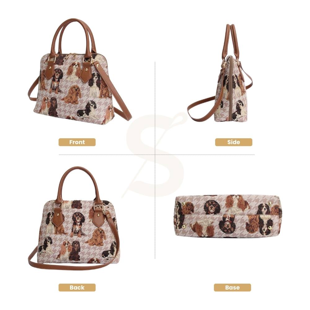 King Charles Cavalier Spaniel Brown Convertible Top Handle Purse Handbag