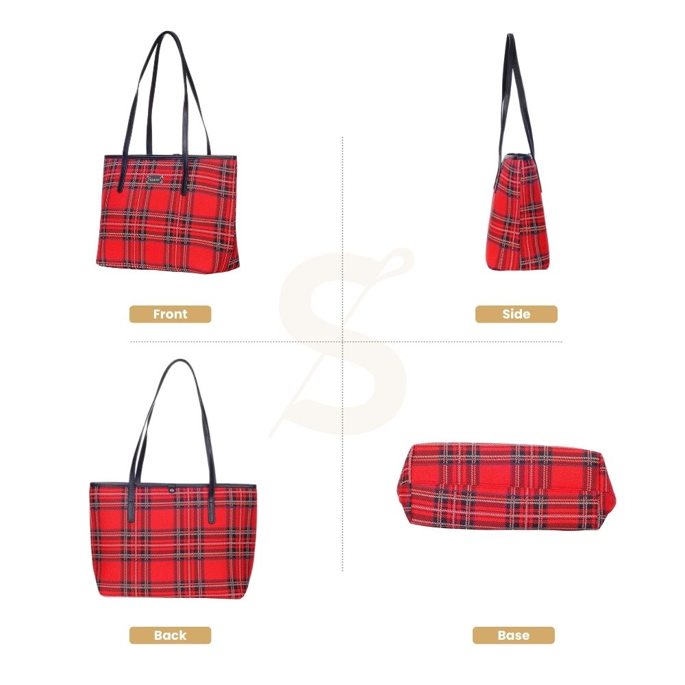Royal Stewart Tartan Red Shoulder Tote Bag