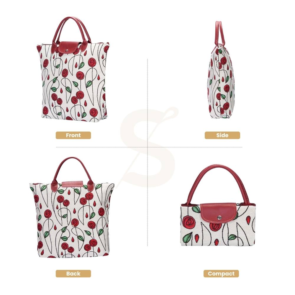 Rennie Mackintosh Simple Rose Foldaway Grocery Bag
