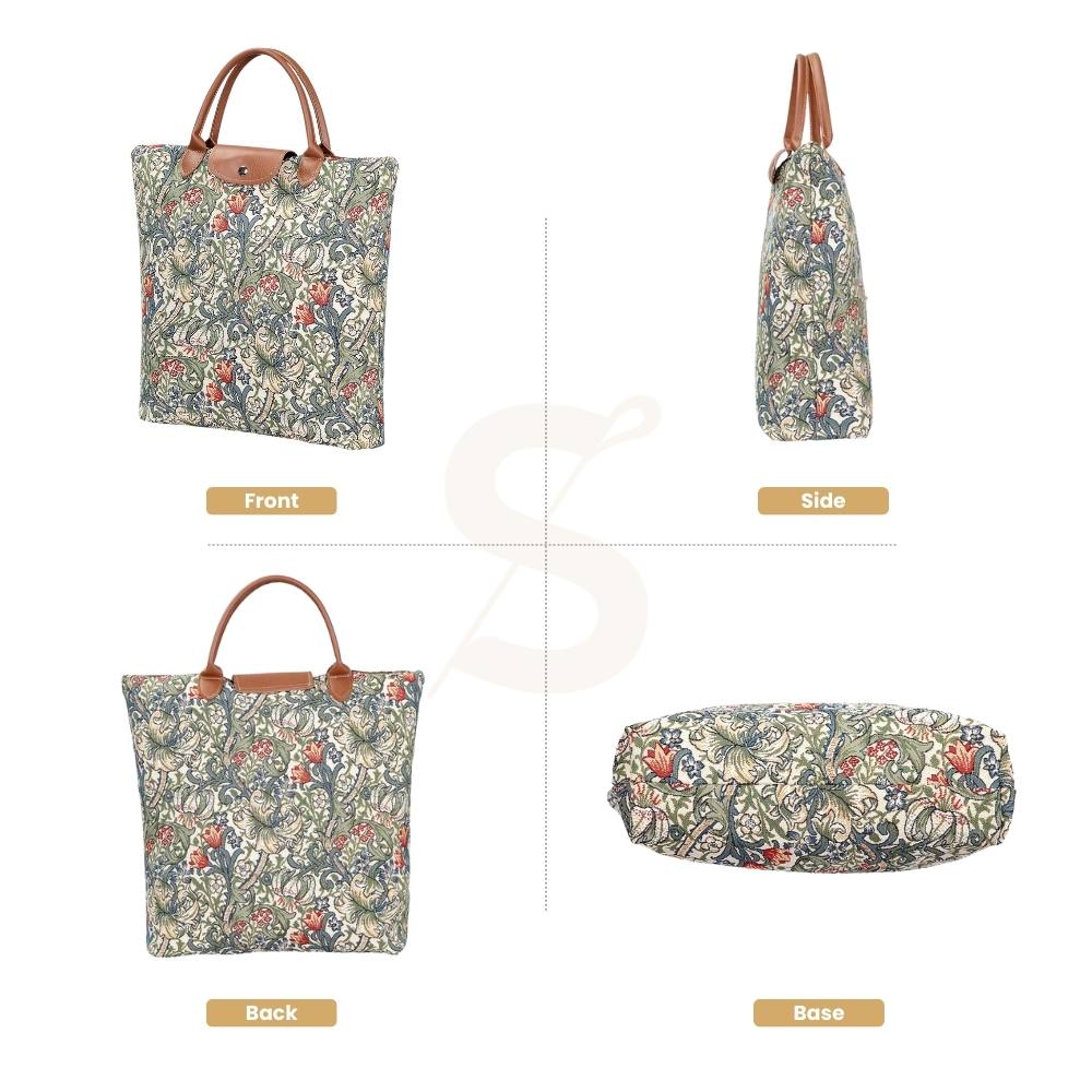 William Morris Golden Lily Foldaway Grocery Bag