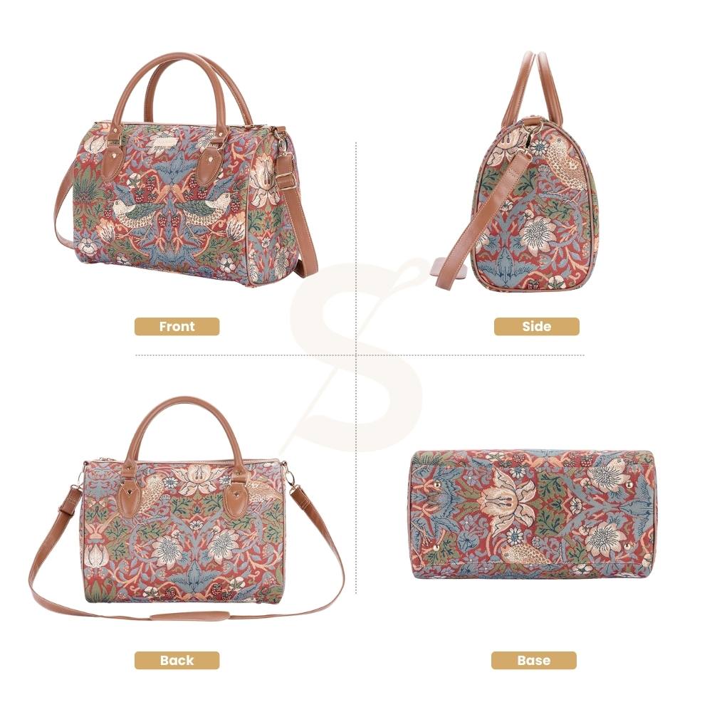 William Morris Strawberry Thief Red Travel Bag