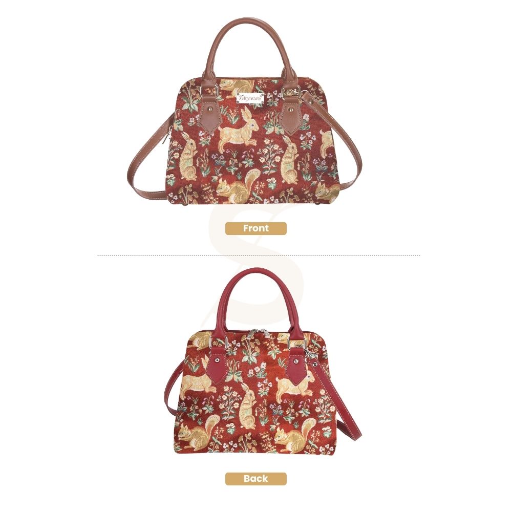 Forest Life Red Top Handle Purse Handbag