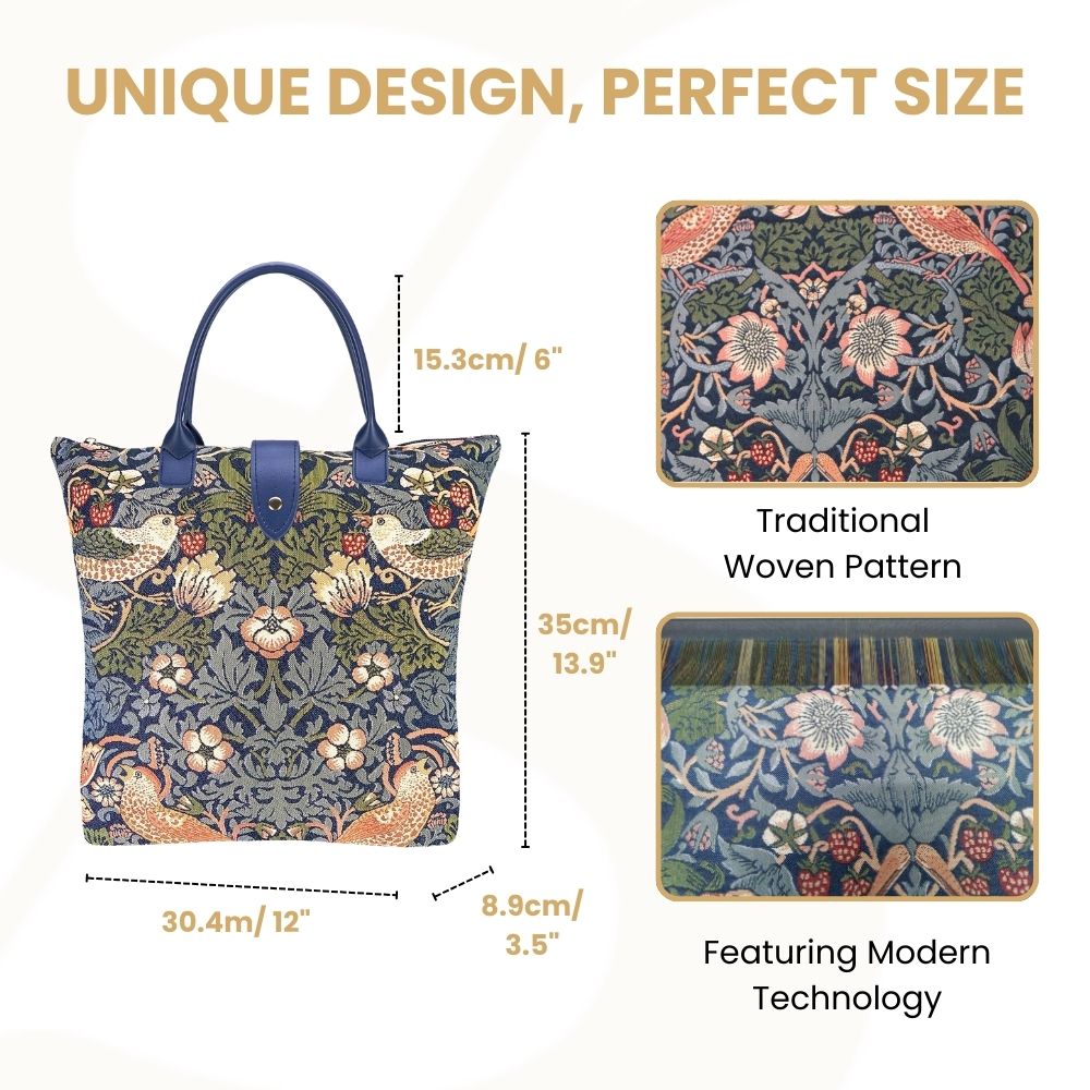 Strawberry Thief Blue Folding Bag