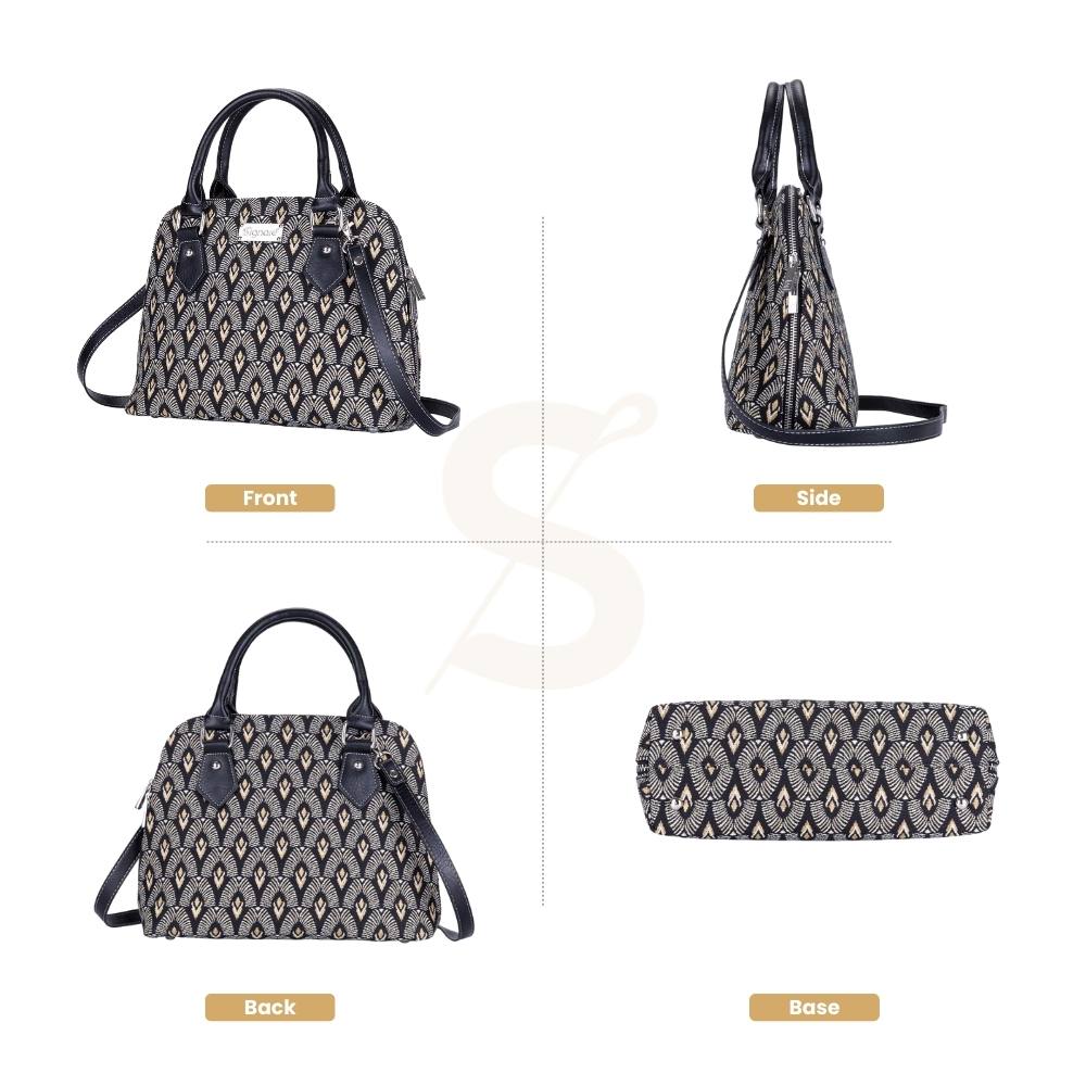 Luxor Art Deco Black and White Convertible Top Handle Bag