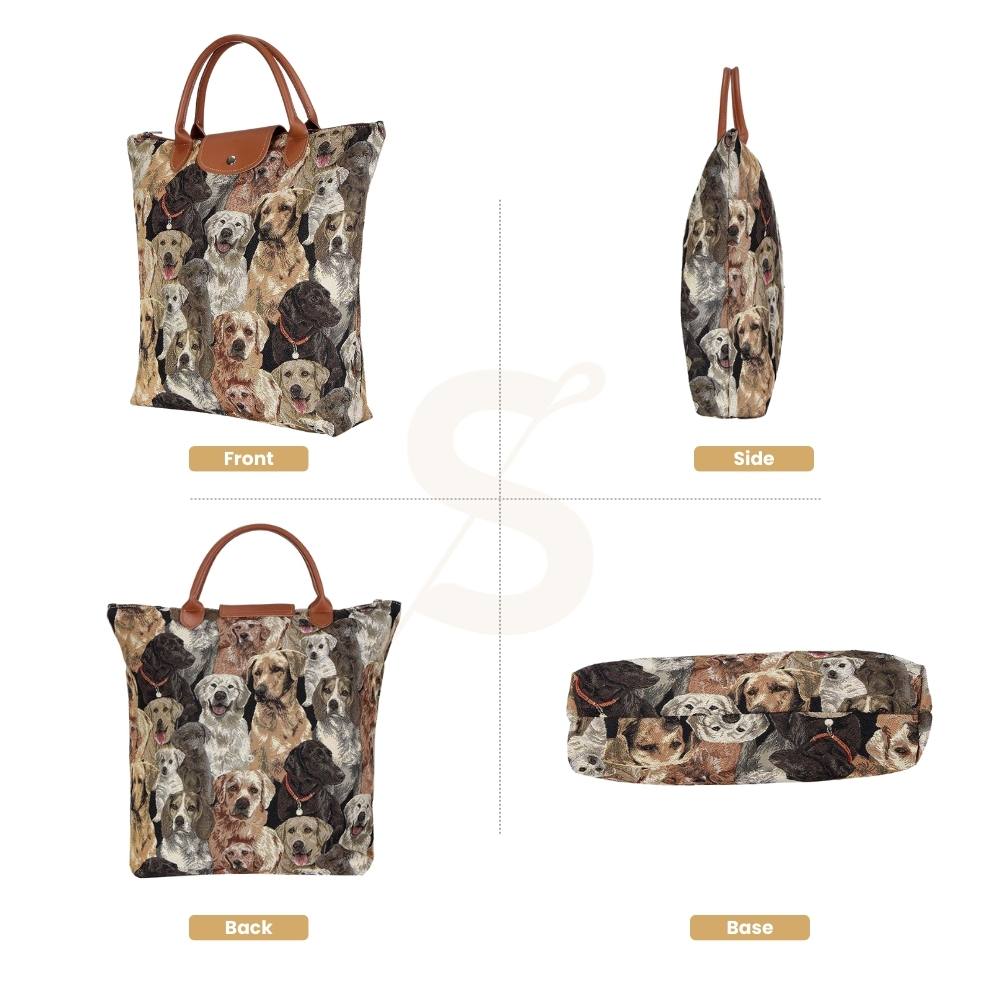 Labrador Dog Brown Foldaway Grocery Bag