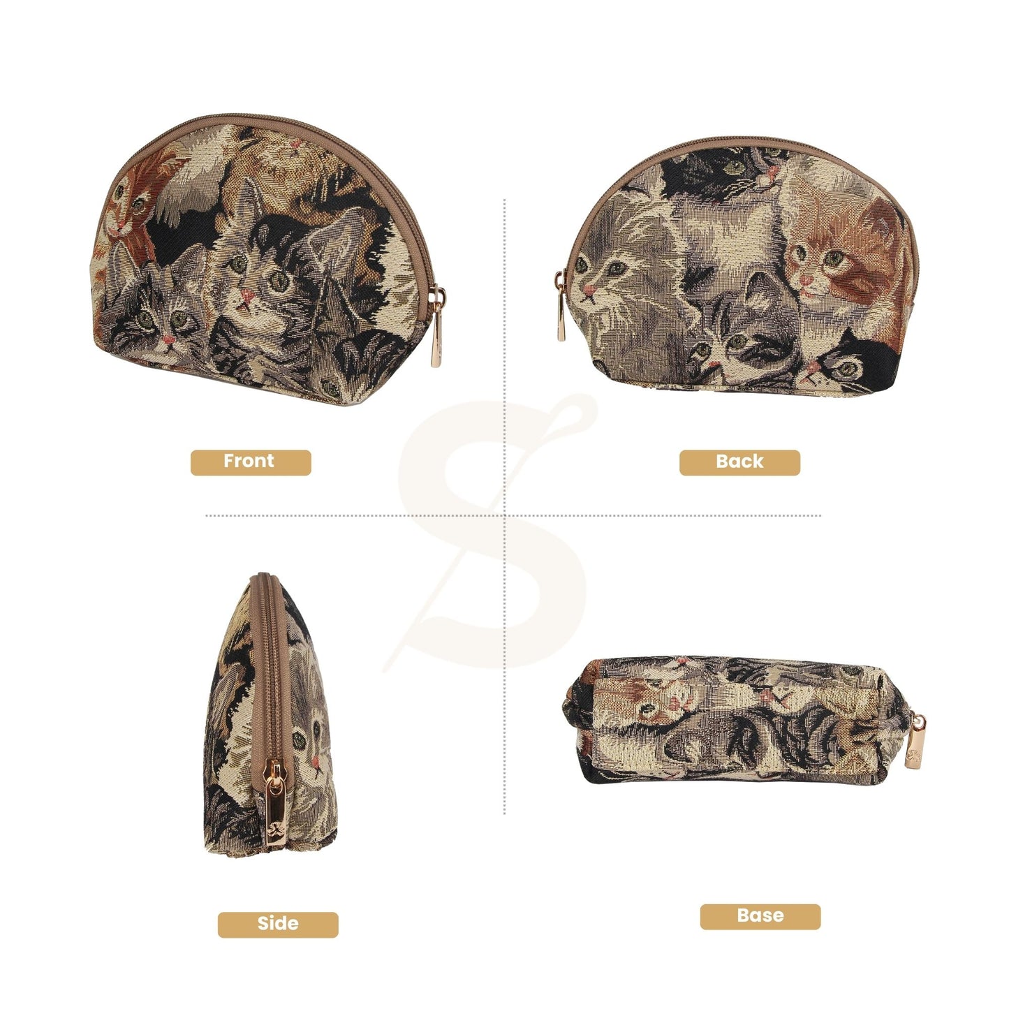 Cat Animal Design Brown Cosmetic Make Up Bag