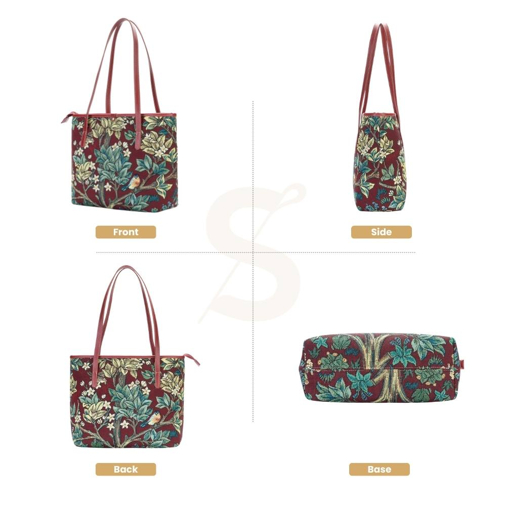 William Morris Tree of Life Red Shoulder Tote Bag