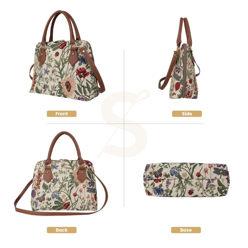 Morning Garden Floral Convertible Top Handle Purse Handbag