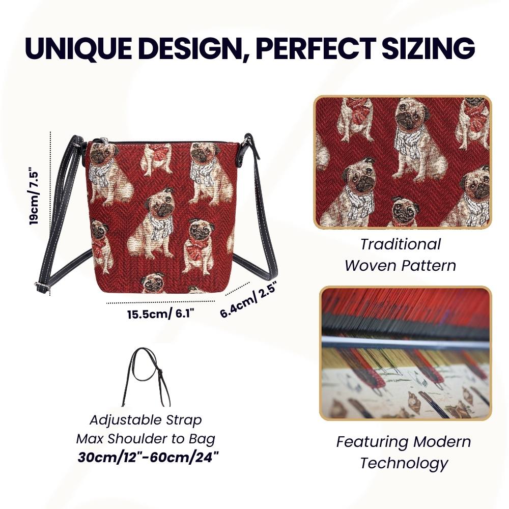 Pug Dog Red Sling Bag