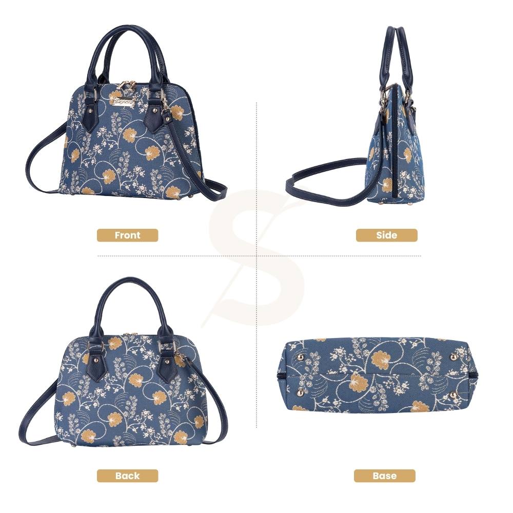 Jane Austen Blue Convertible Top Handle Purse Handbag