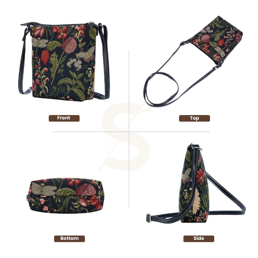 Morning Garden Black Sling Bag