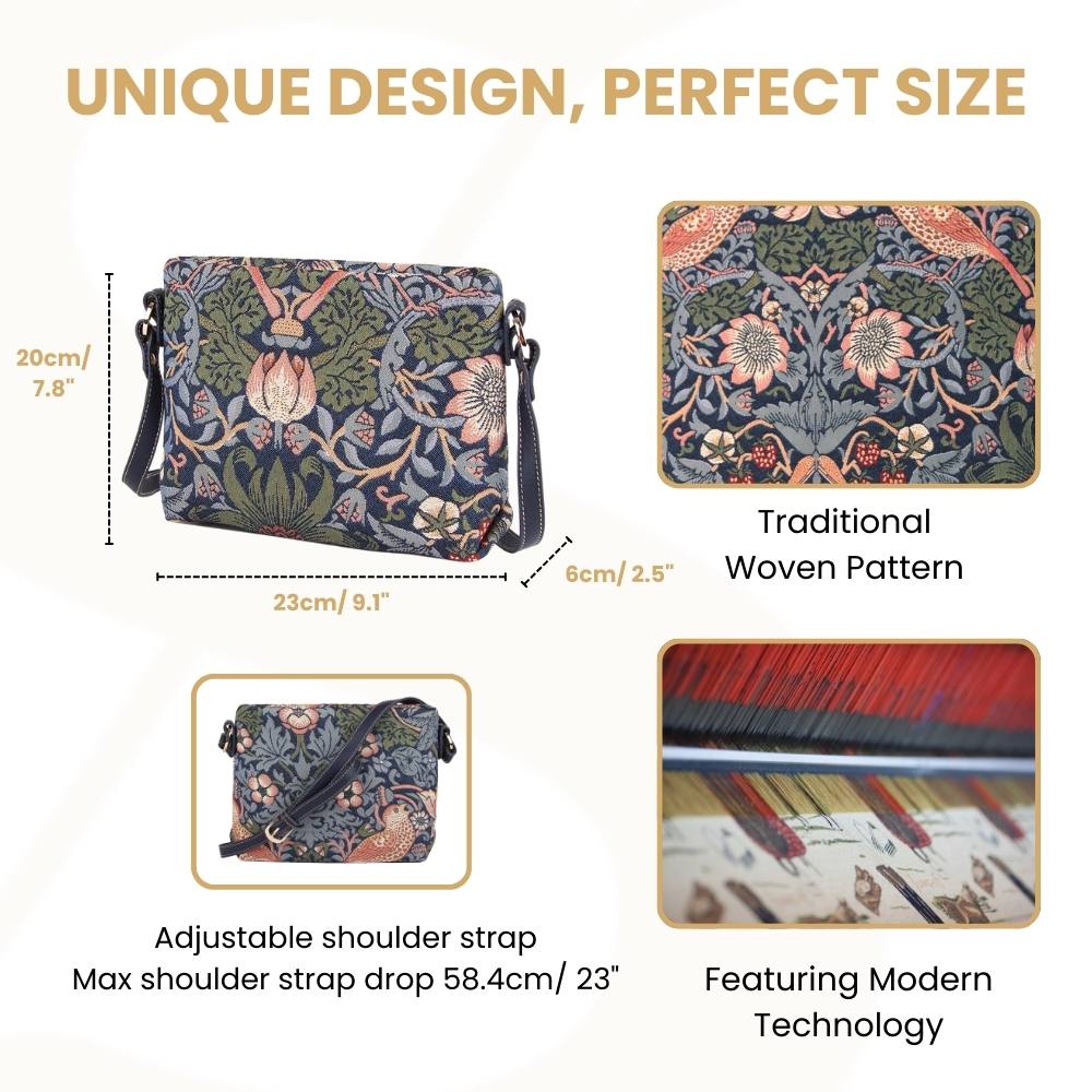 William Morris Strawberry Thief Blue Crossbody Bag