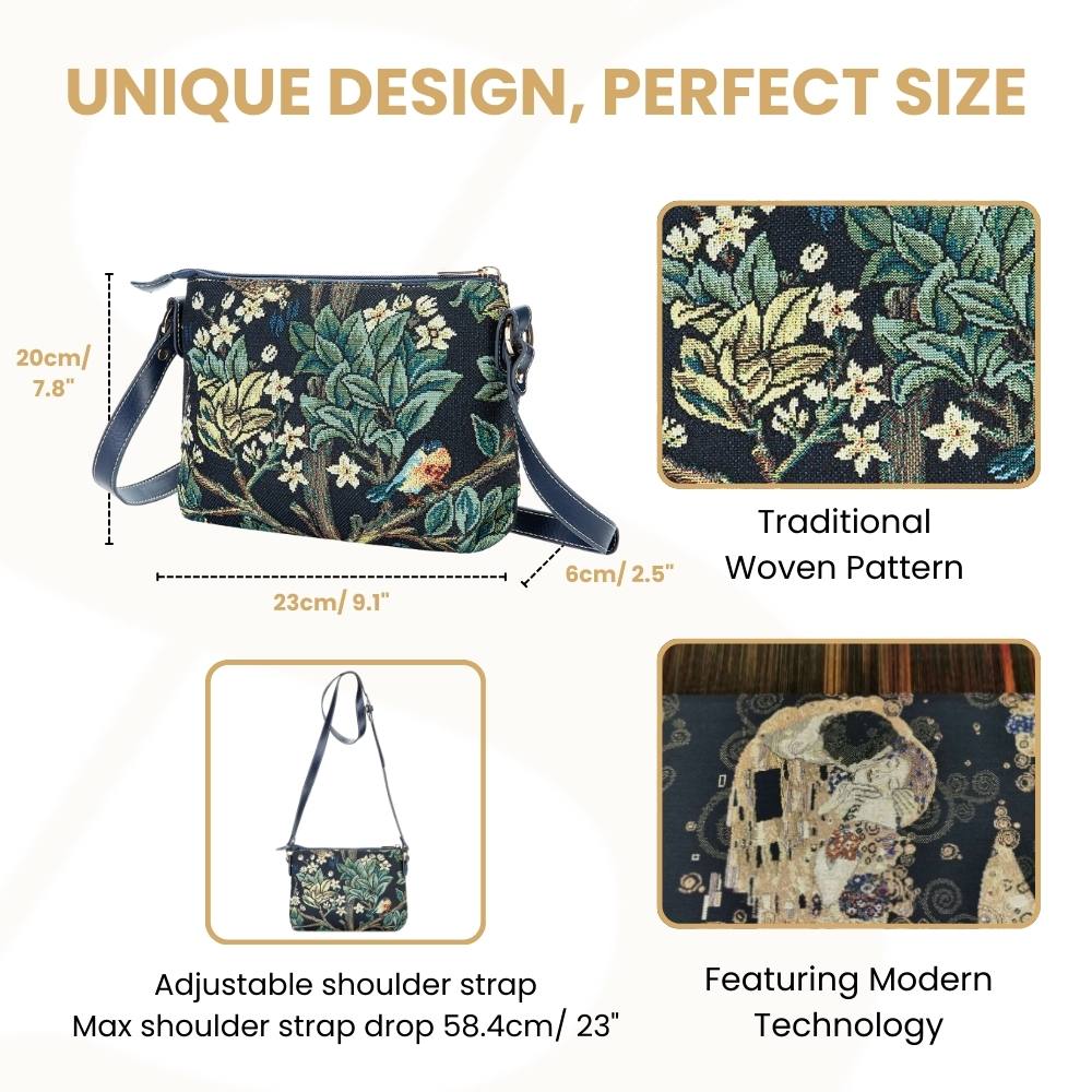 William Morris Tree Of Life Blue Crossbody Bag