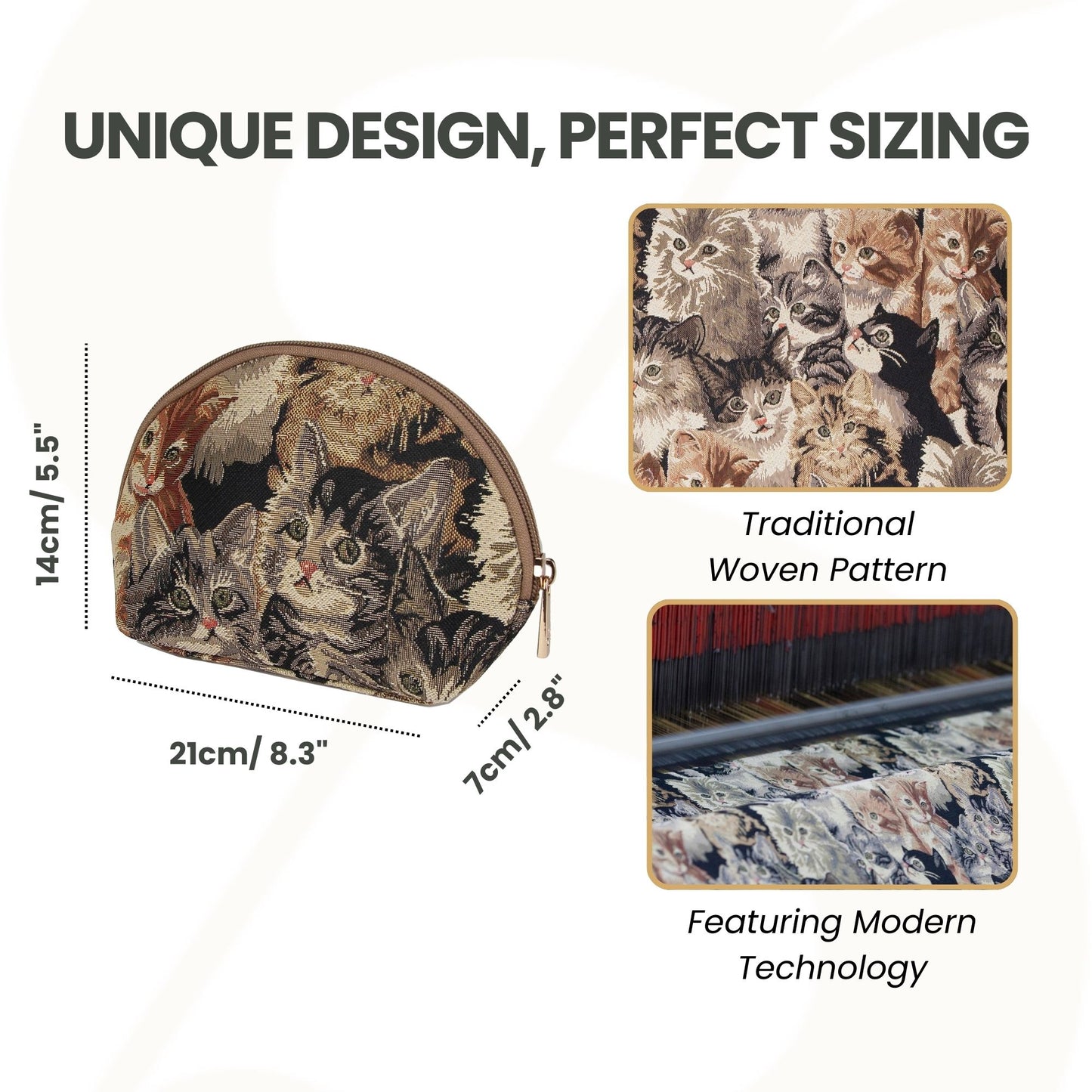 Cat Animal Design Brown Cosmetic Make Up Bag
