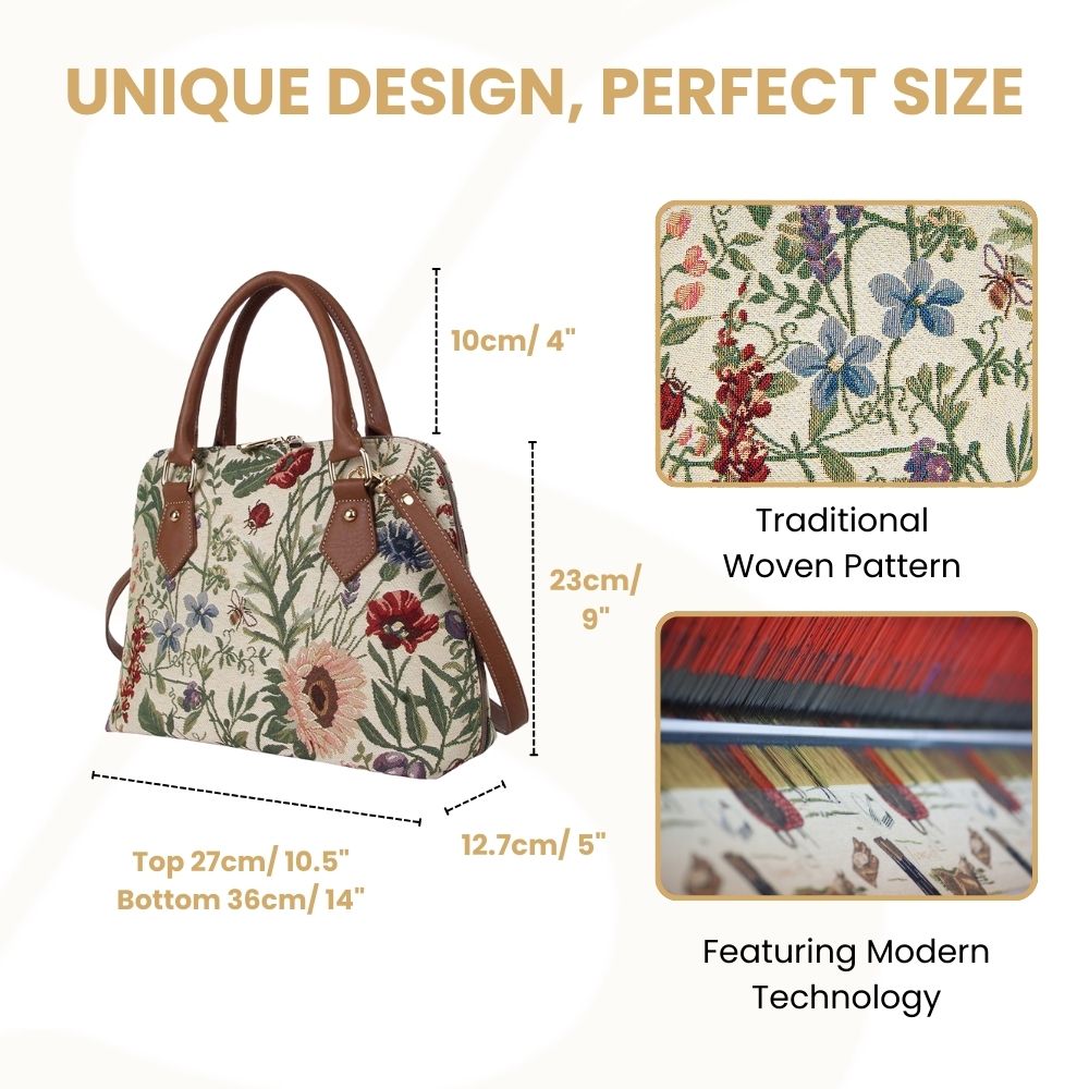 Morning Garden Floral Convertible Top Handle Purse Handbag