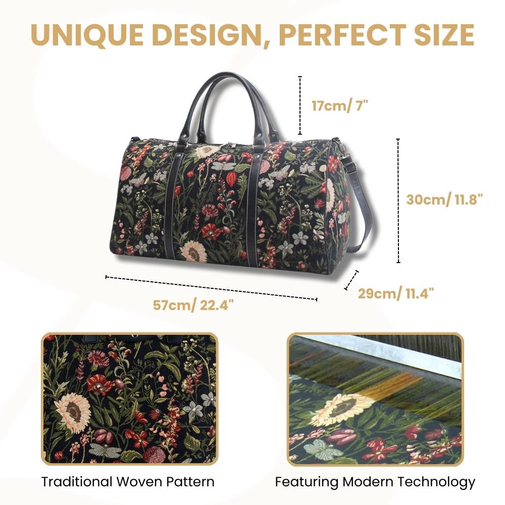 Morning Garden Black Big Holdall/Duffel Bag