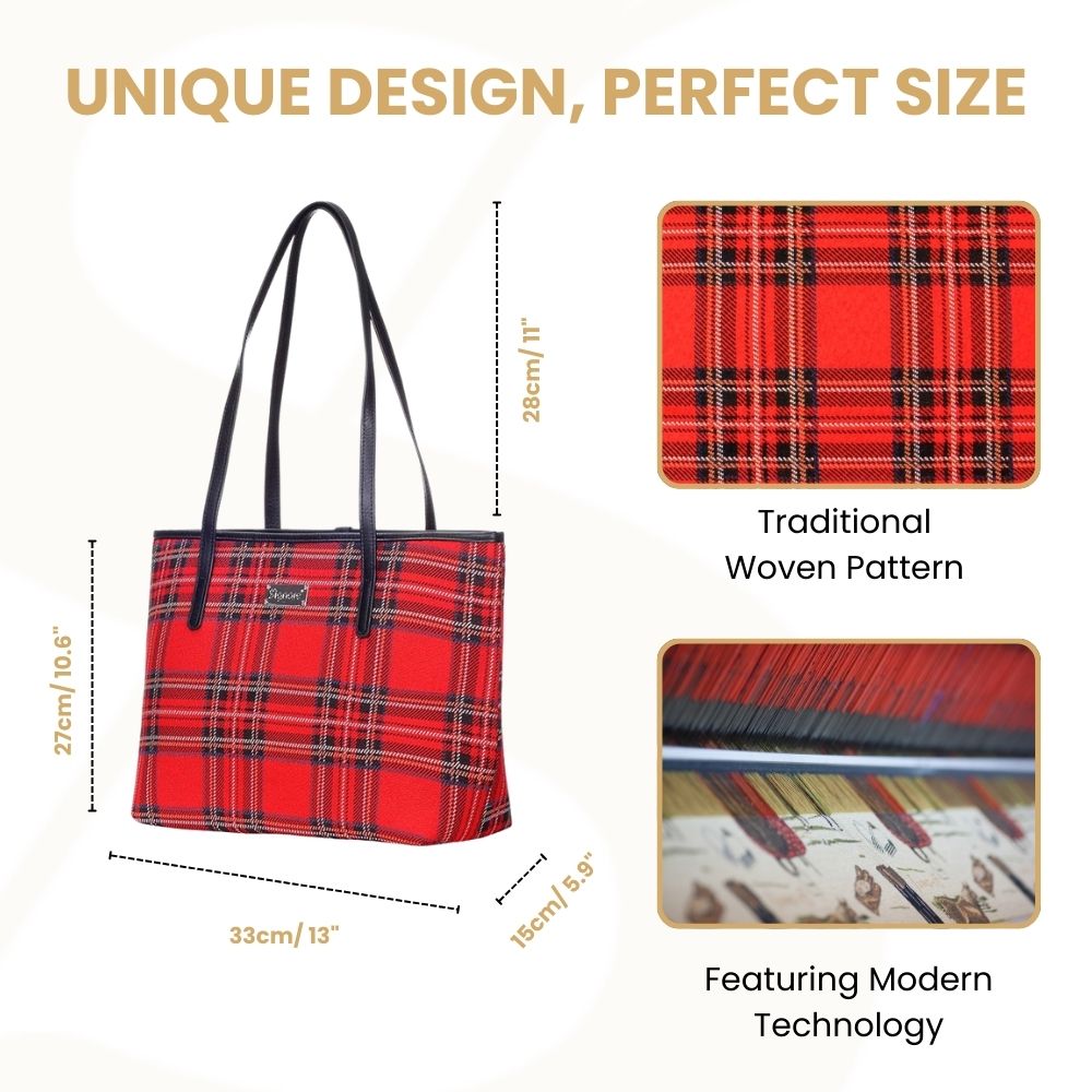 Royal Stewart Tartan Red Shoulder Tote Bag