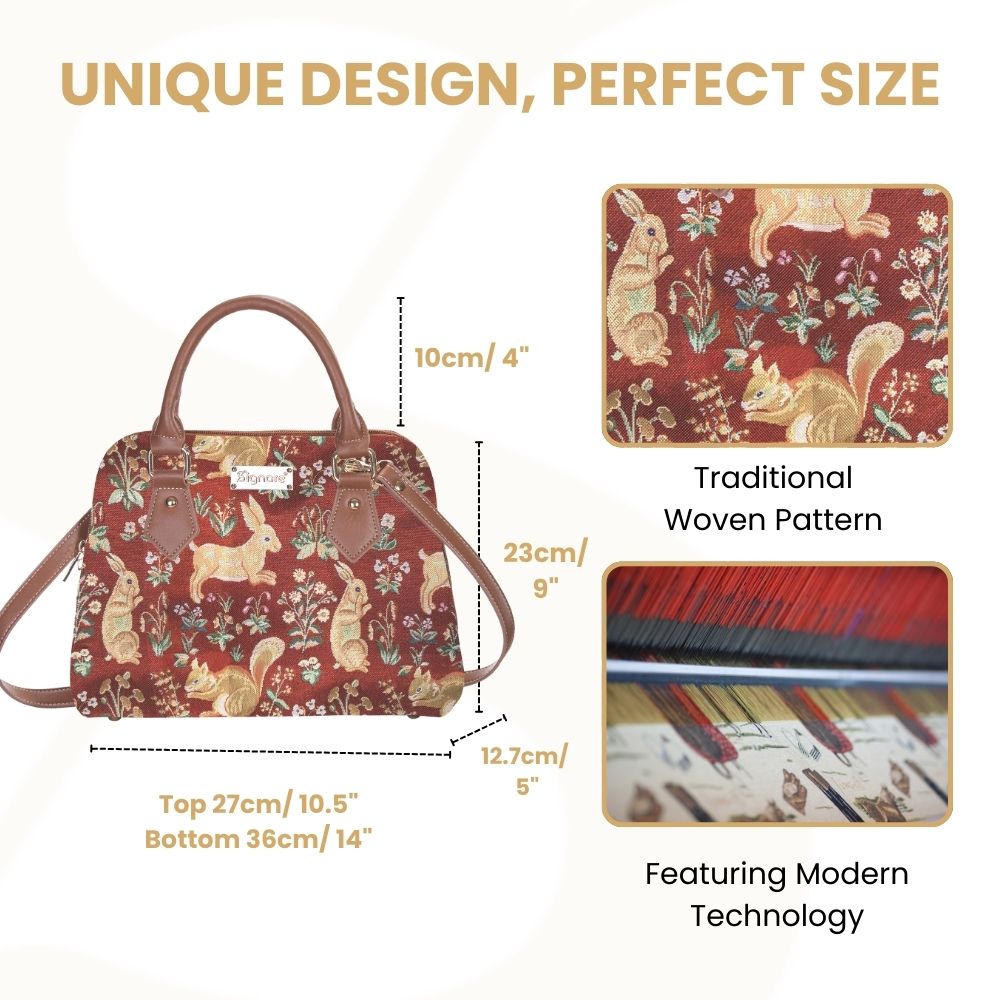 Forest Life Red Top Handle Purse Handbag