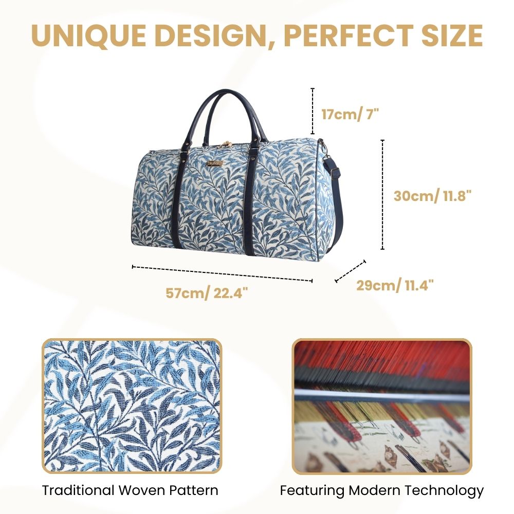 William Morris Willow Bough Blue Floral Big Holdall/Duffel Bag