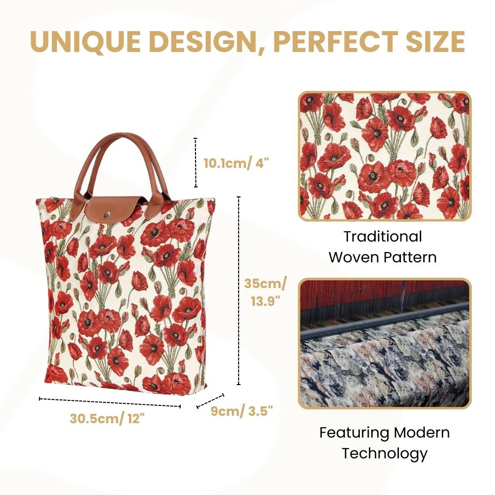 Poppy Red Foldaway Grocery Bag
