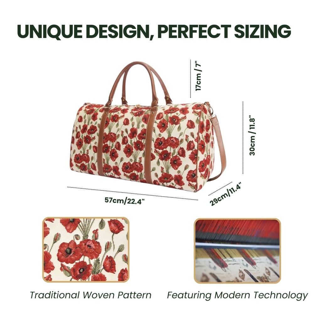 Red Poppy Floral Big Holdall/Duffel Bag
