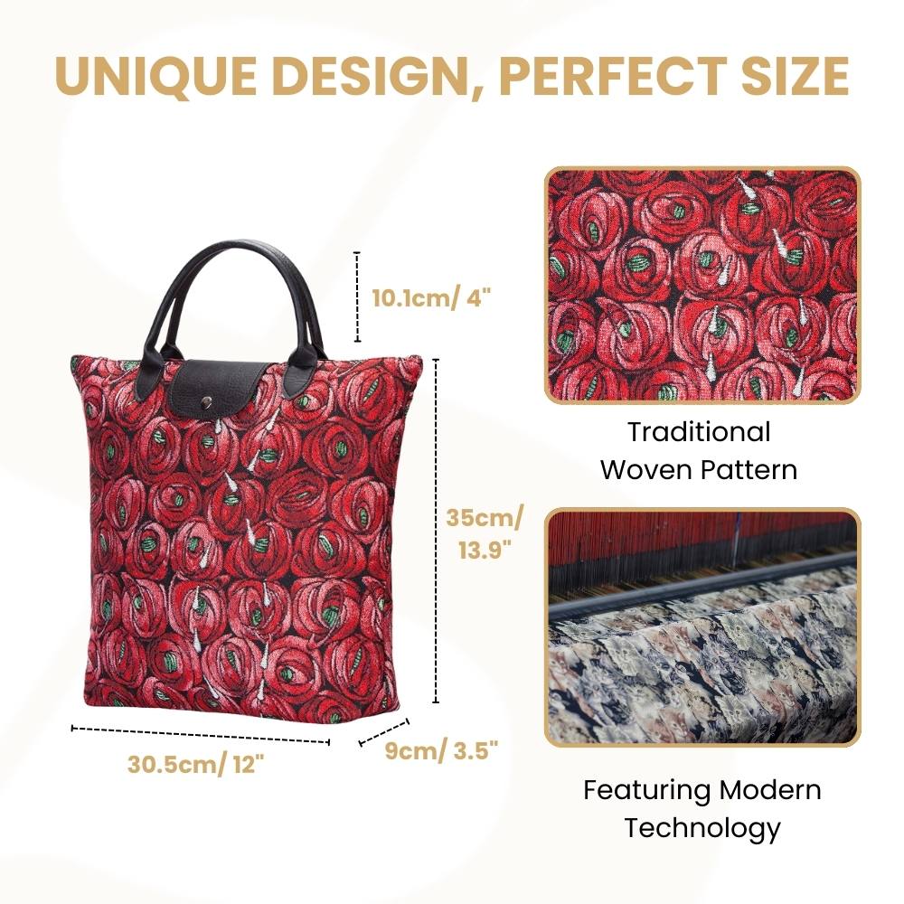 Rennie Mackintosh Rose And Teardrop Foldaway Grocery Bag