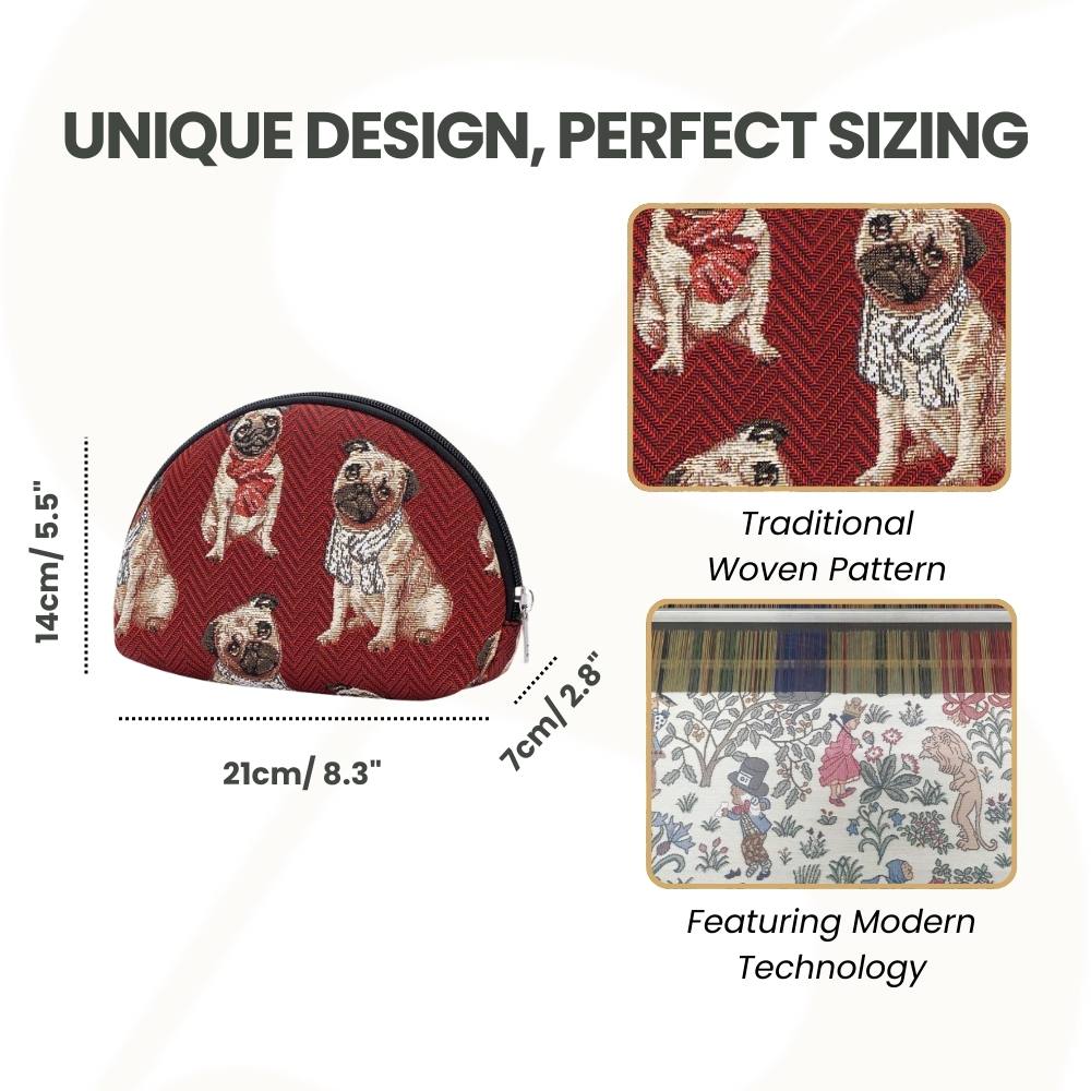 Pug Dog Red Cosmetic Make Up Bag