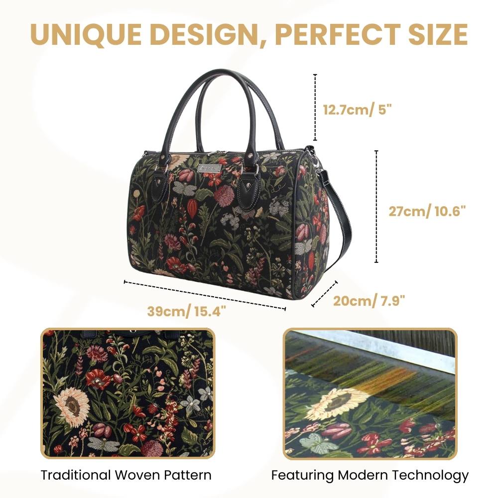 Morning Garden Black Travel Bag