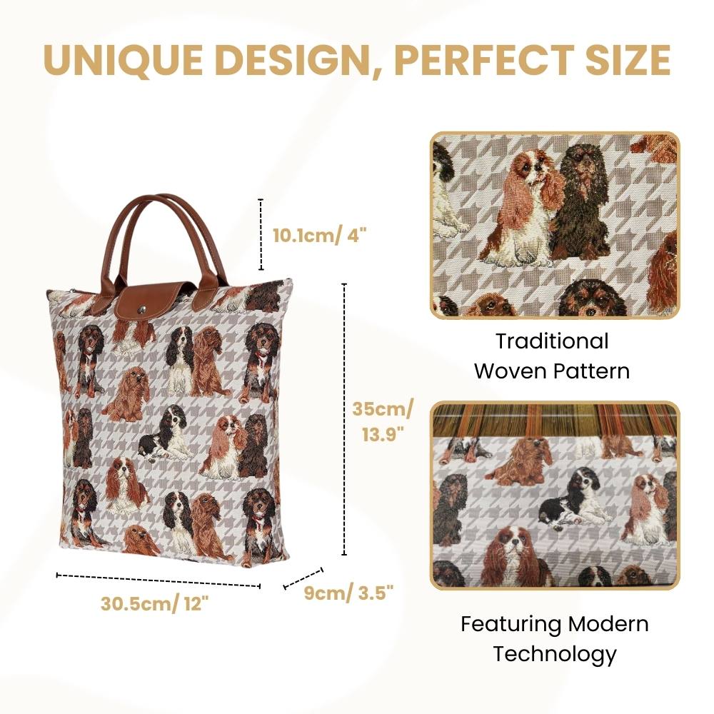 King Charles Cavalier Spaniel Foldaway Grocery Bag