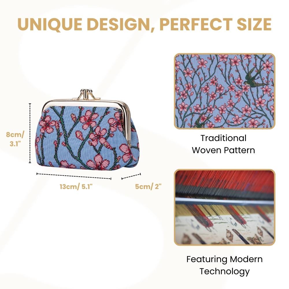 Almond Blossom And Swallow Coin Clasp Frame Purse Wallet