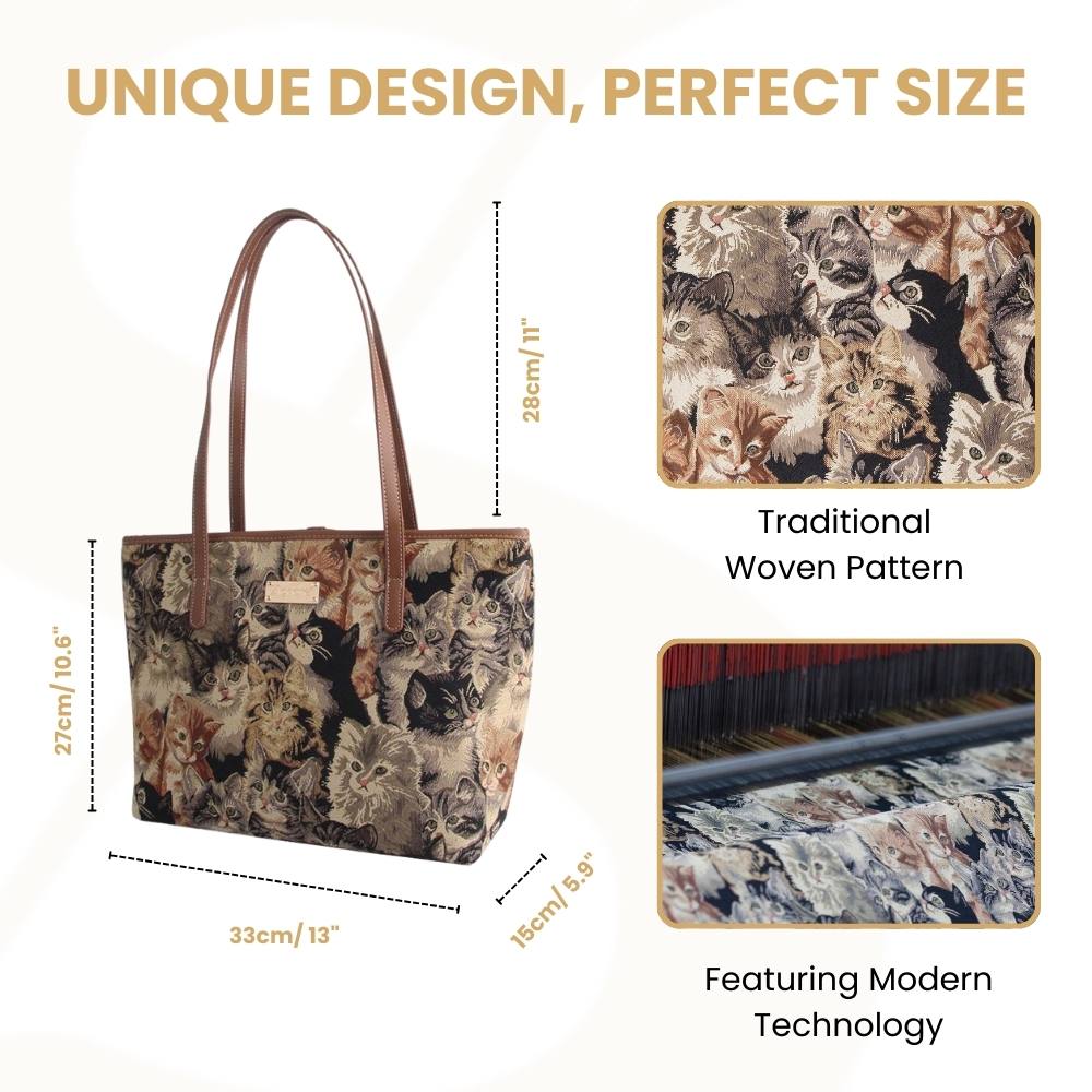 Cat Brown Shoulder Tote Bag