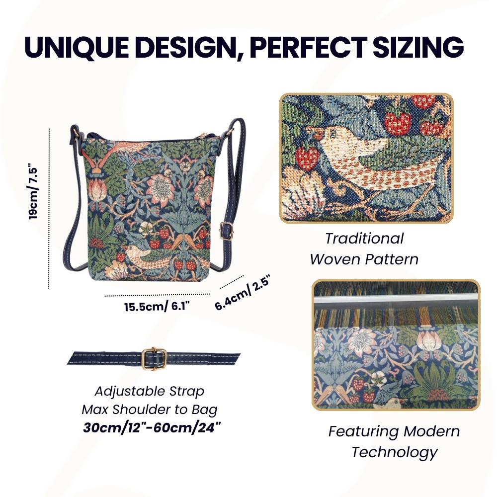 William Morris Strawberry Thief Blue Sling Bag