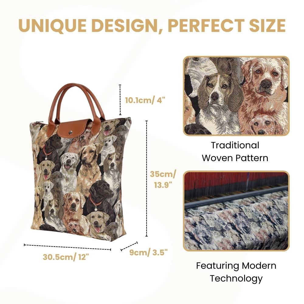 Labrador Dog Brown Foldaway Grocery Bag