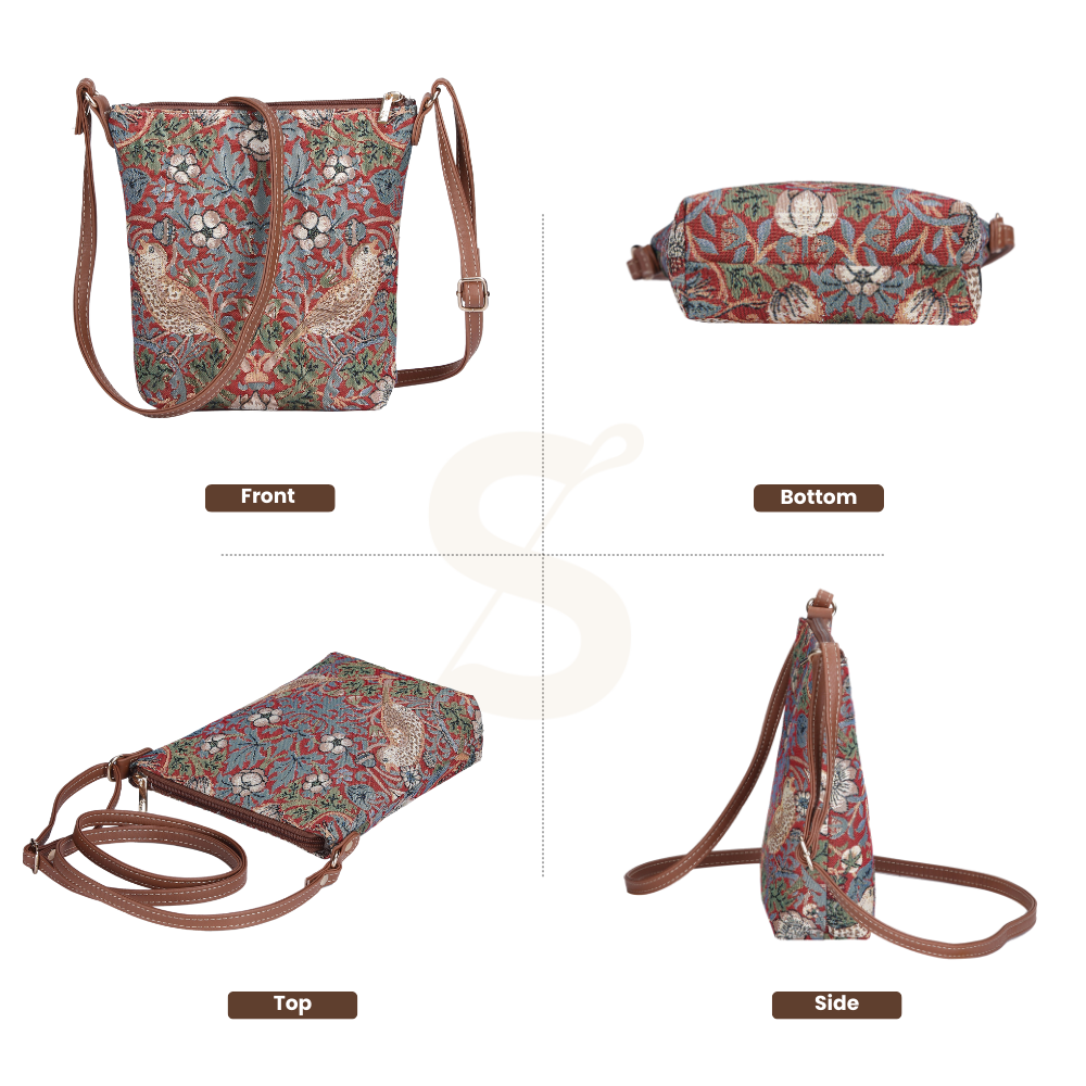 William Morris Strawberry Thief Red Sling Bag
