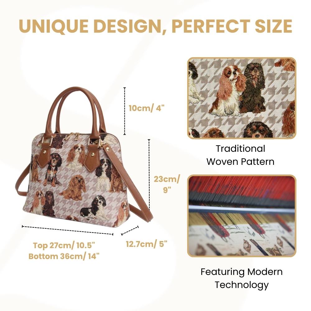 King Charles Cavalier Spaniel Brown Convertible Top Handle Purse Handbag
