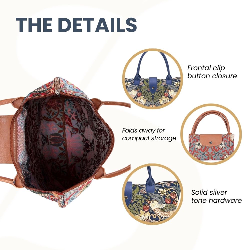 Strawberry Thief Blue Folding Bag