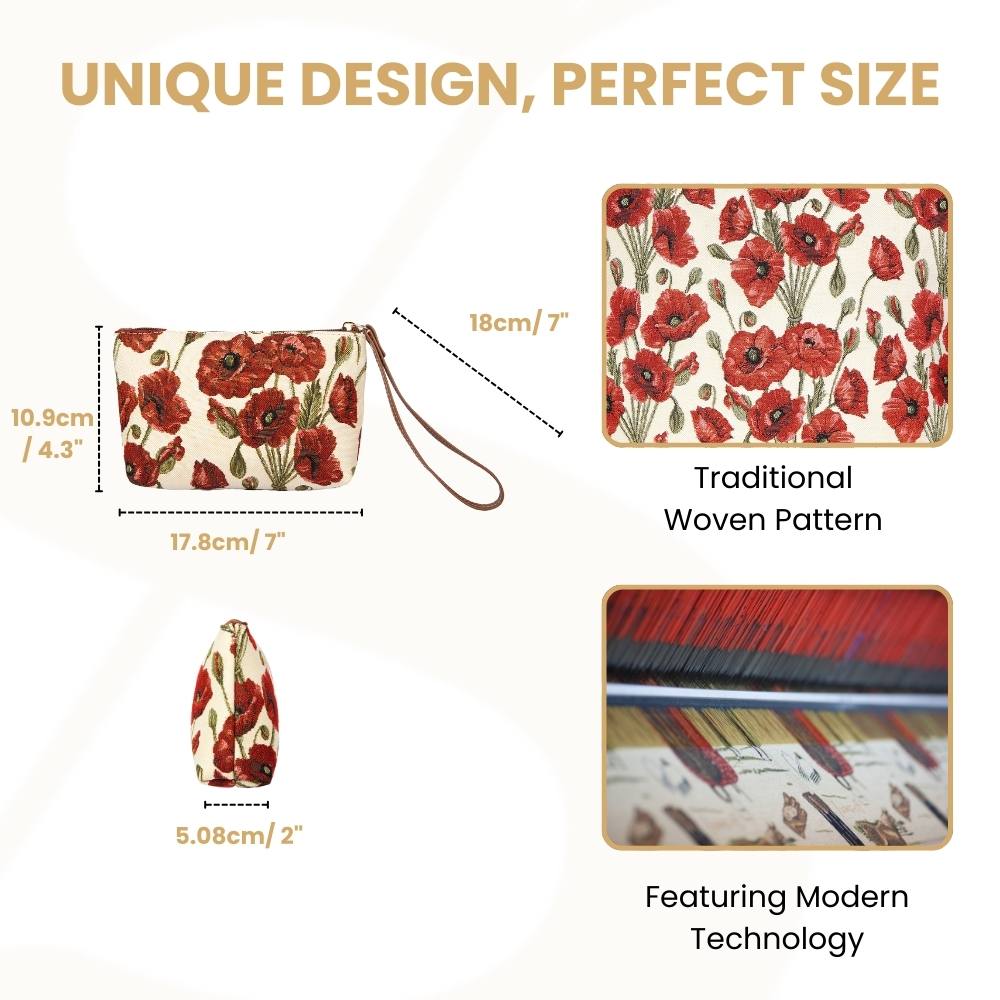 Poppy Red Floral Wristlet Purse