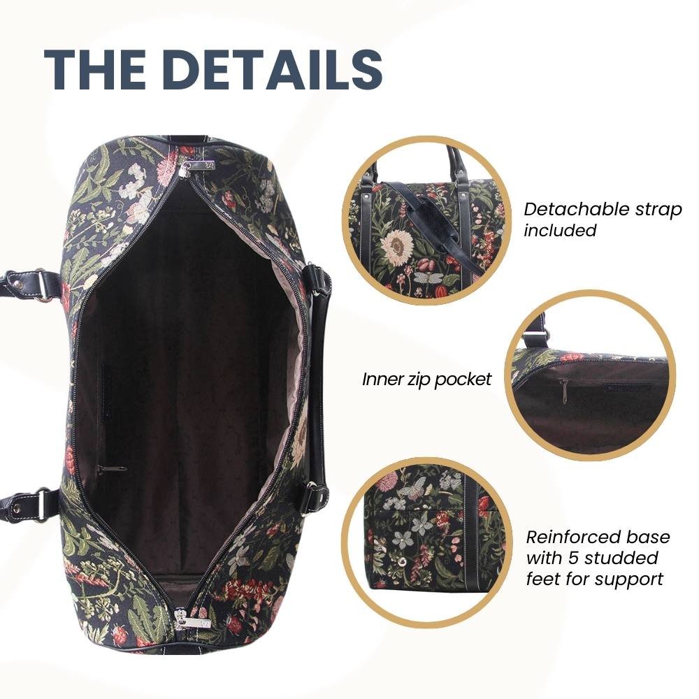 Morning Garden Black Big Holdall/Duffel Bag