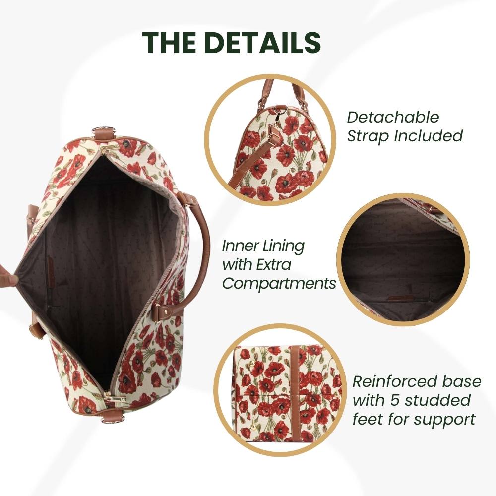 Red Poppy Floral Big Holdall/Duffel Bag