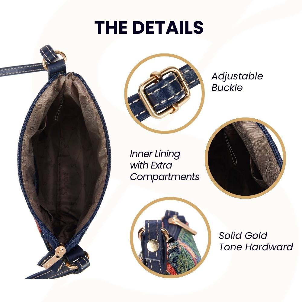 William Morris Strawberry Thief Blue Sling Bag