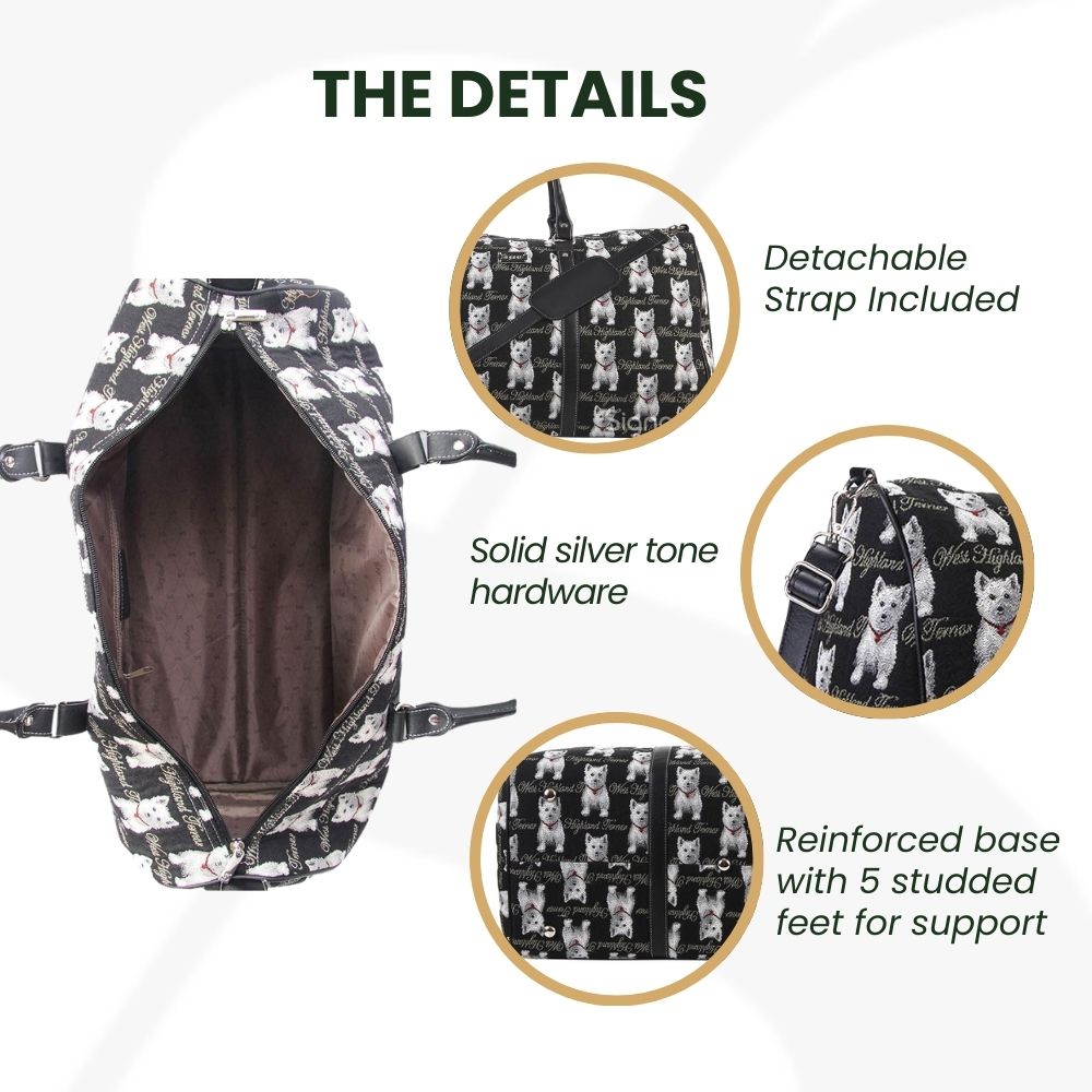 Westie Dog Black Big Holdall/Duffel Bag